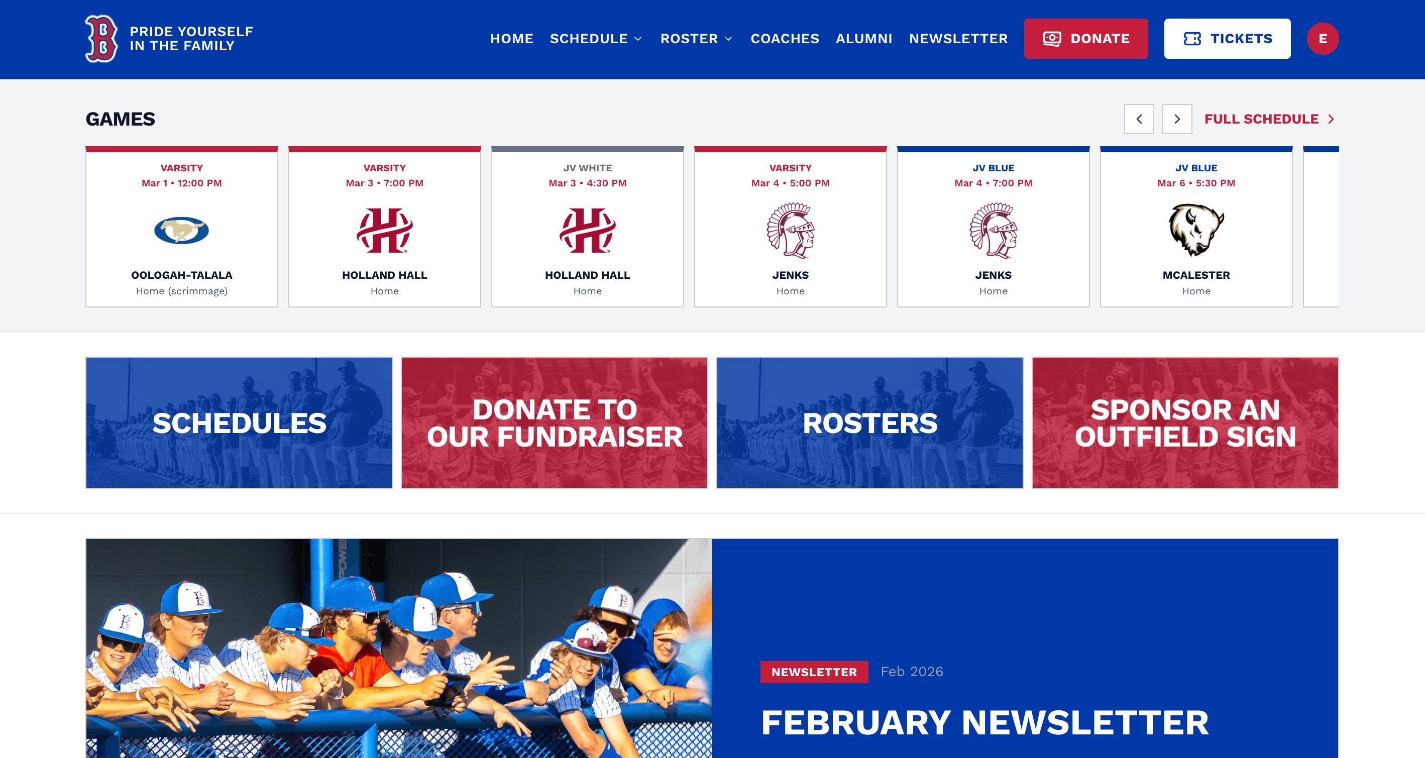 Bixby Spartan Baseball — a live Rover Digital team site with schedules, rosters, and recruiting tools